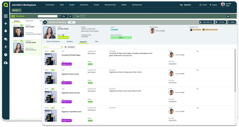 Appward Goals App - Goals tab within Reviews