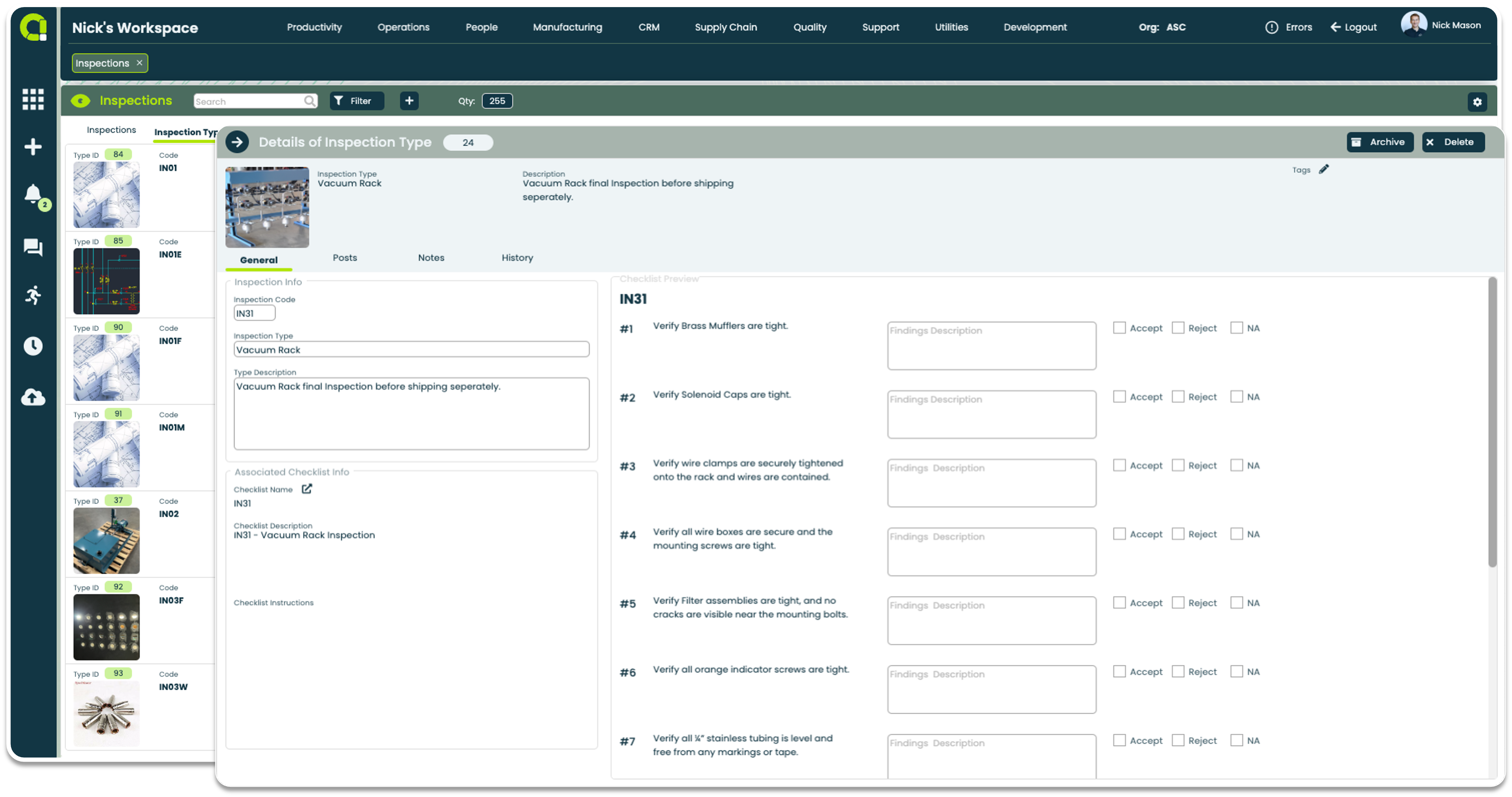 Appward Inspections App - Inspection Types with Checklists