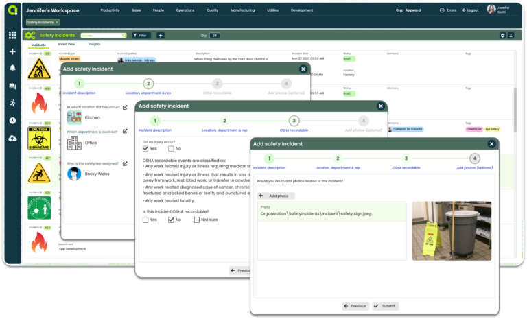 Appward Safety App - Steps for setting up and detailing an incident