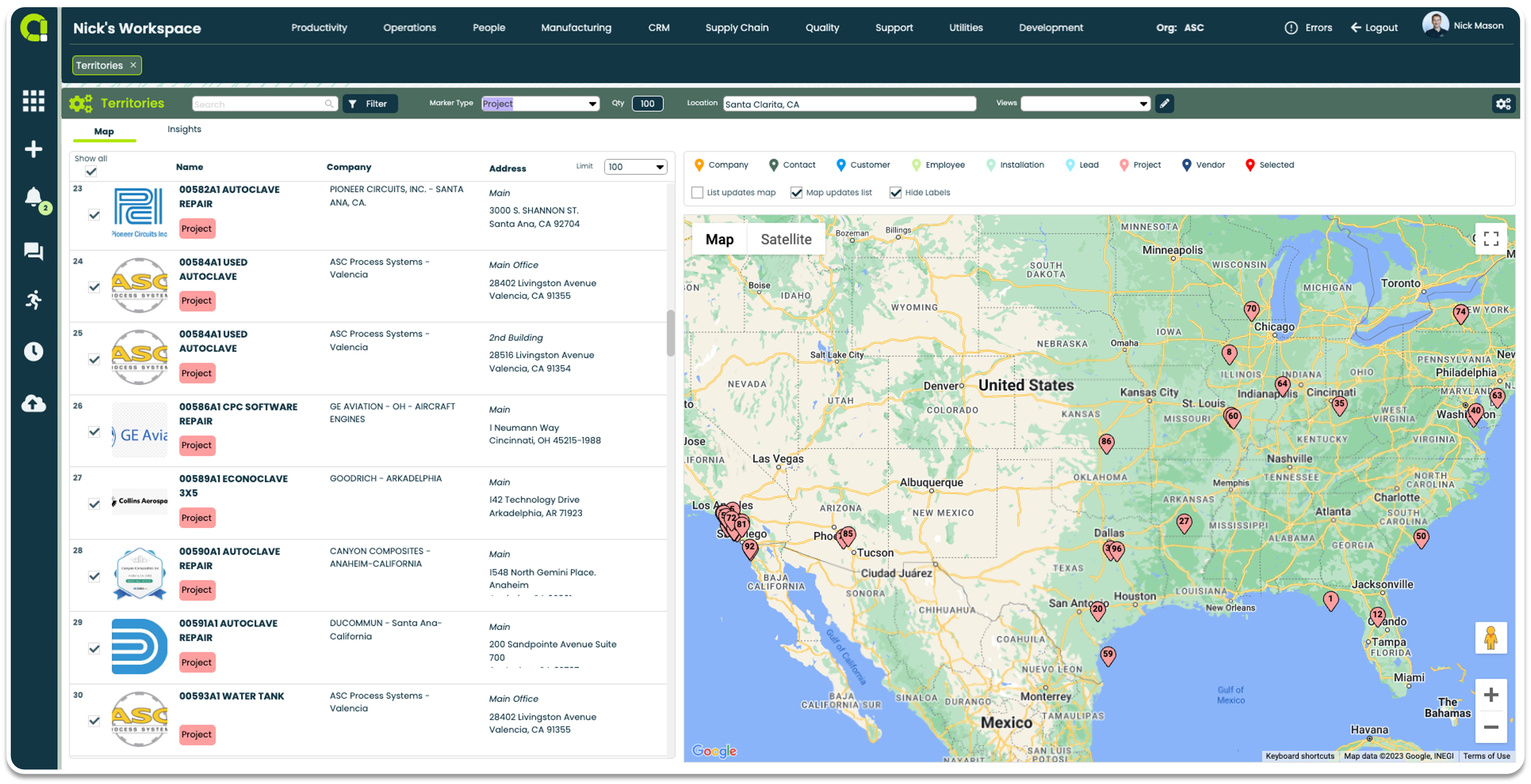 Appward Territories App - Projects Map