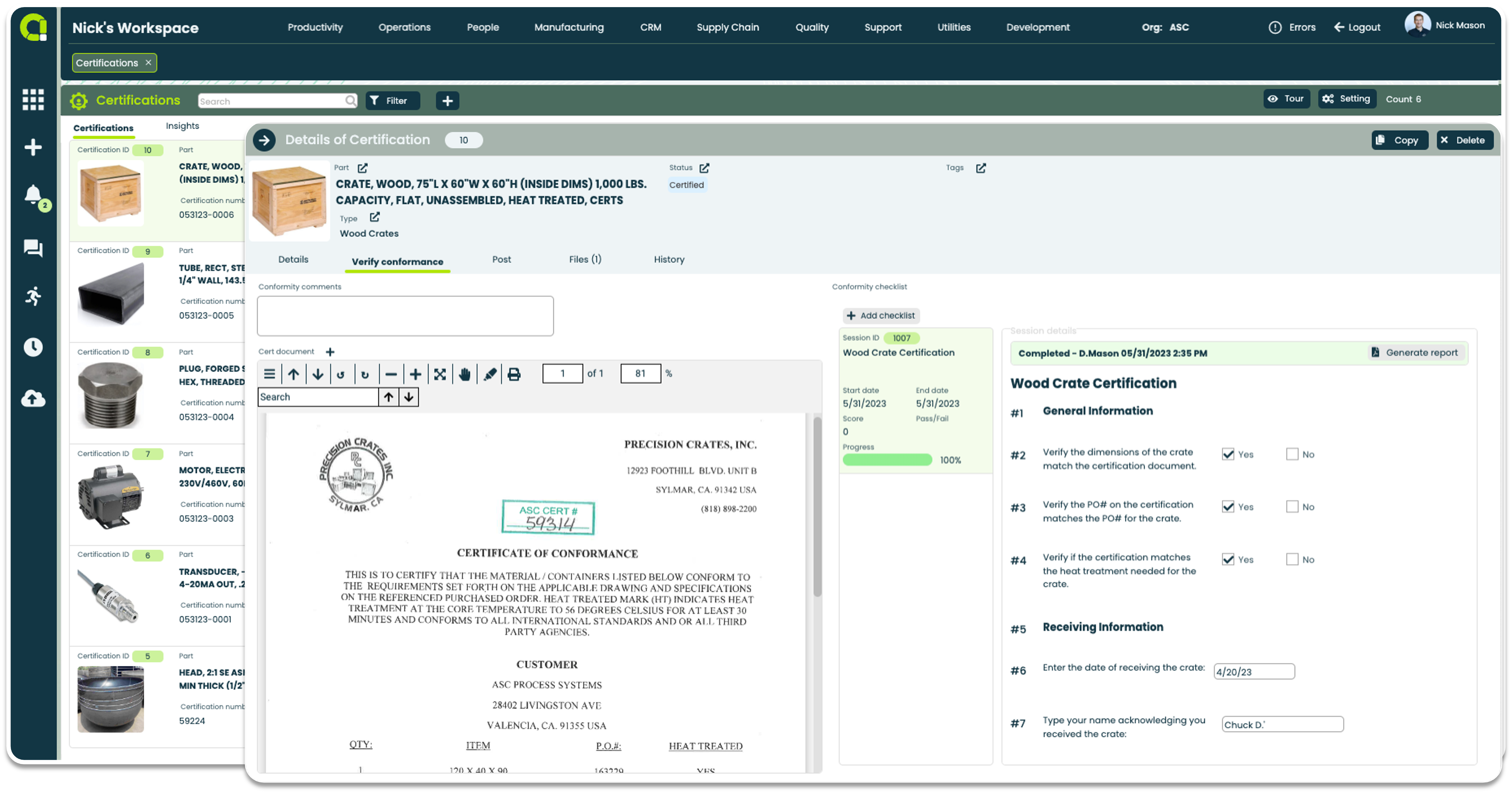 Appward Certifications App - Verify Conformance Information