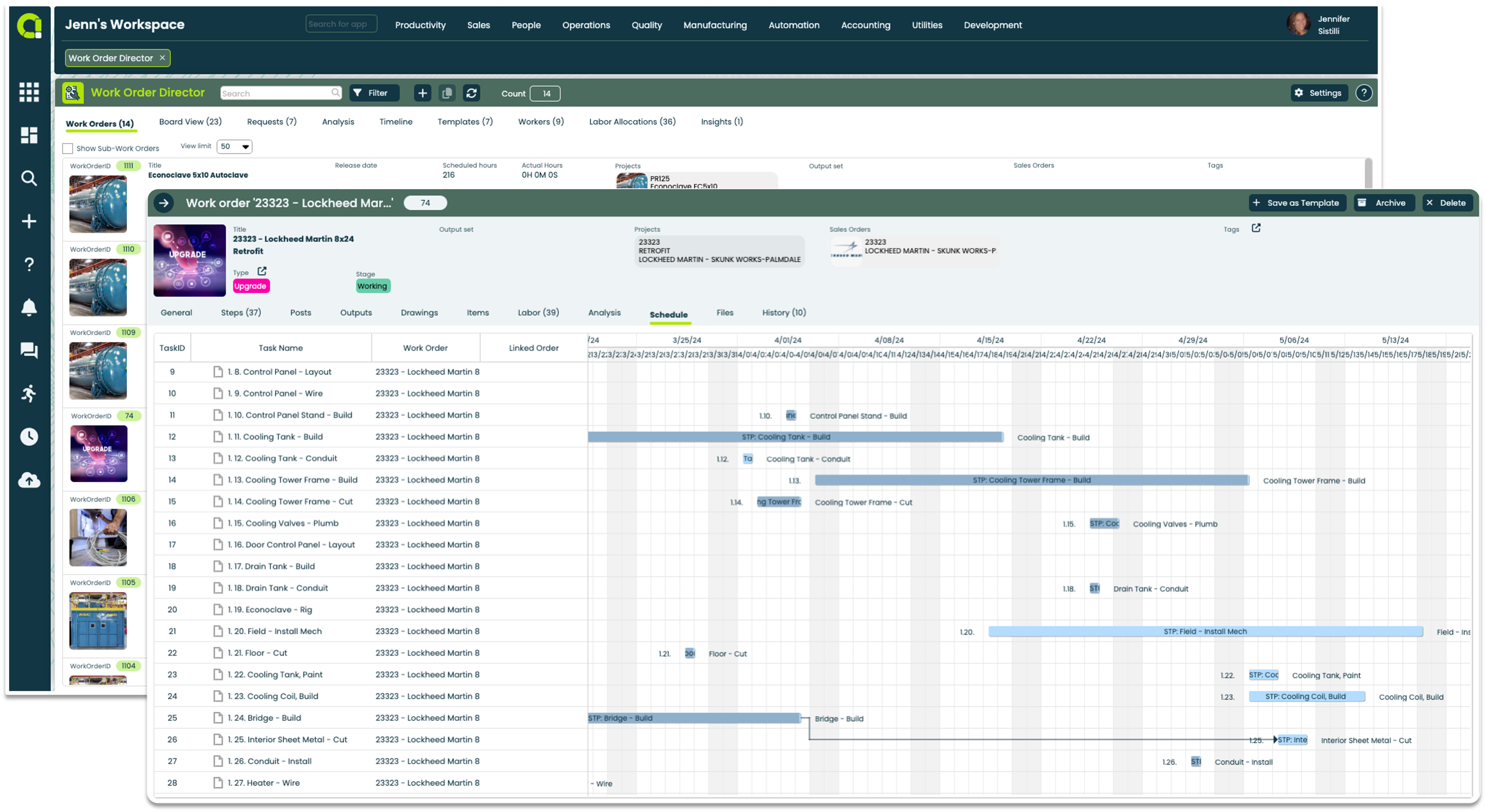 Appward Work Order Director - Gantt View Schedule