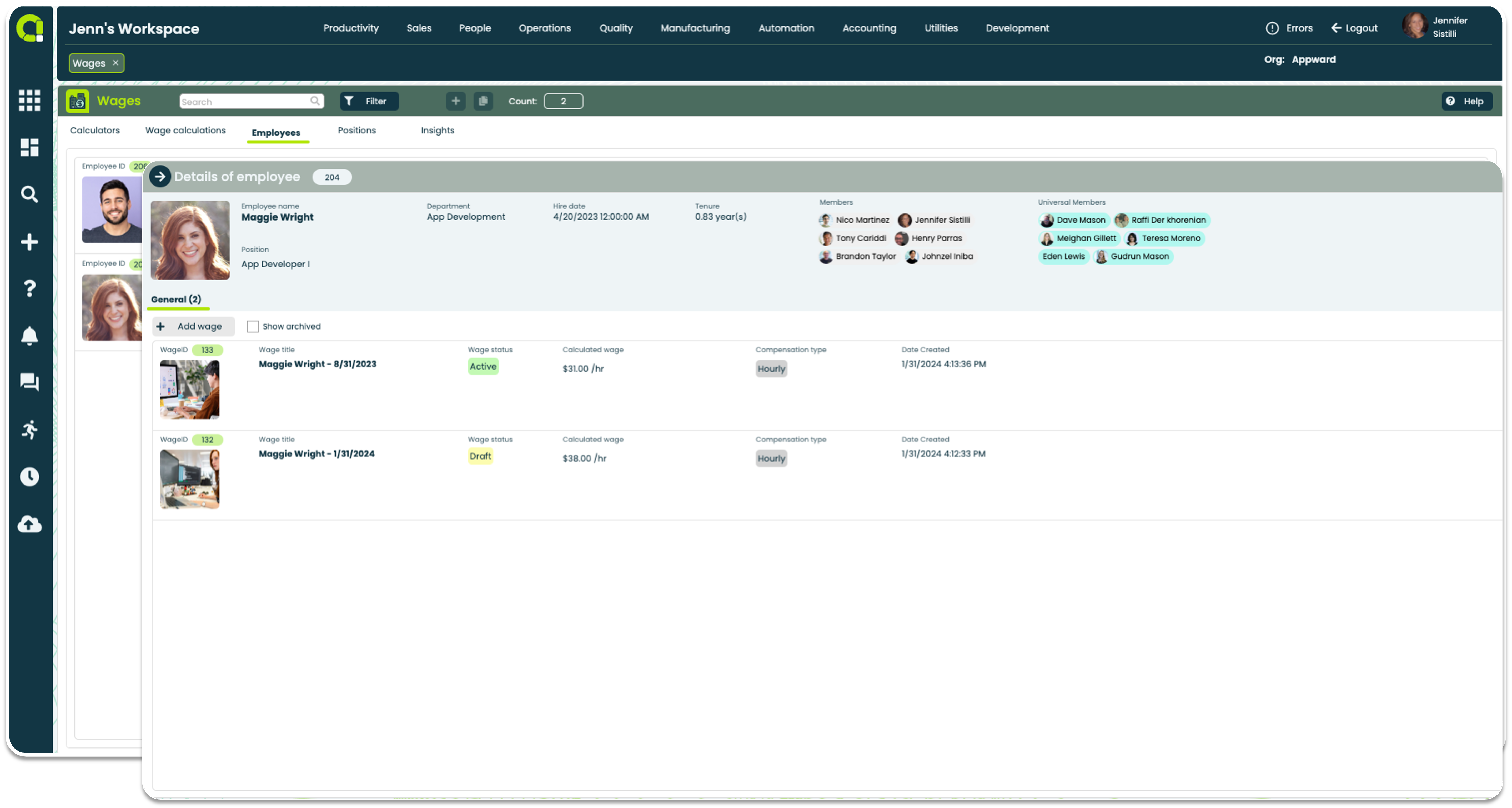 Appward Wages App - Employee View