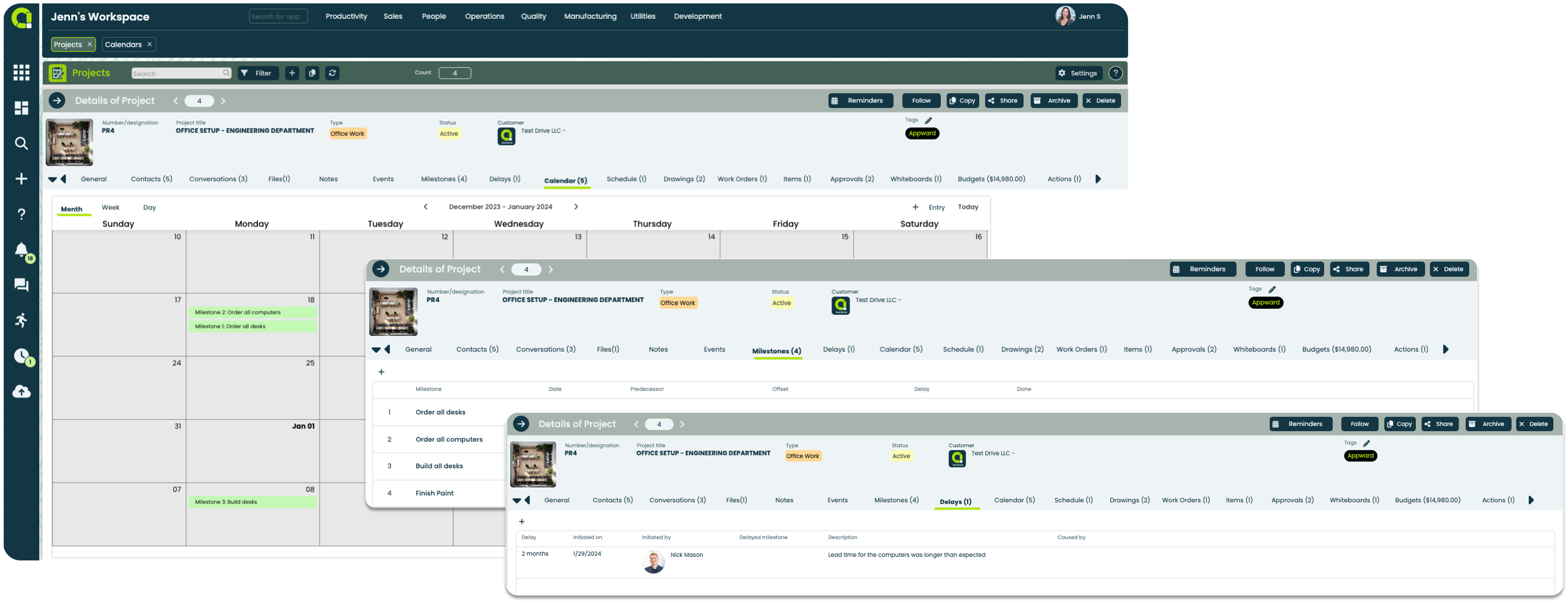 Appward Agile Project Management Software with Calendar, Milestones and Delays