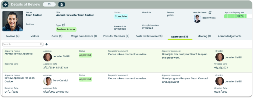 Appward Approvals for a Review Record