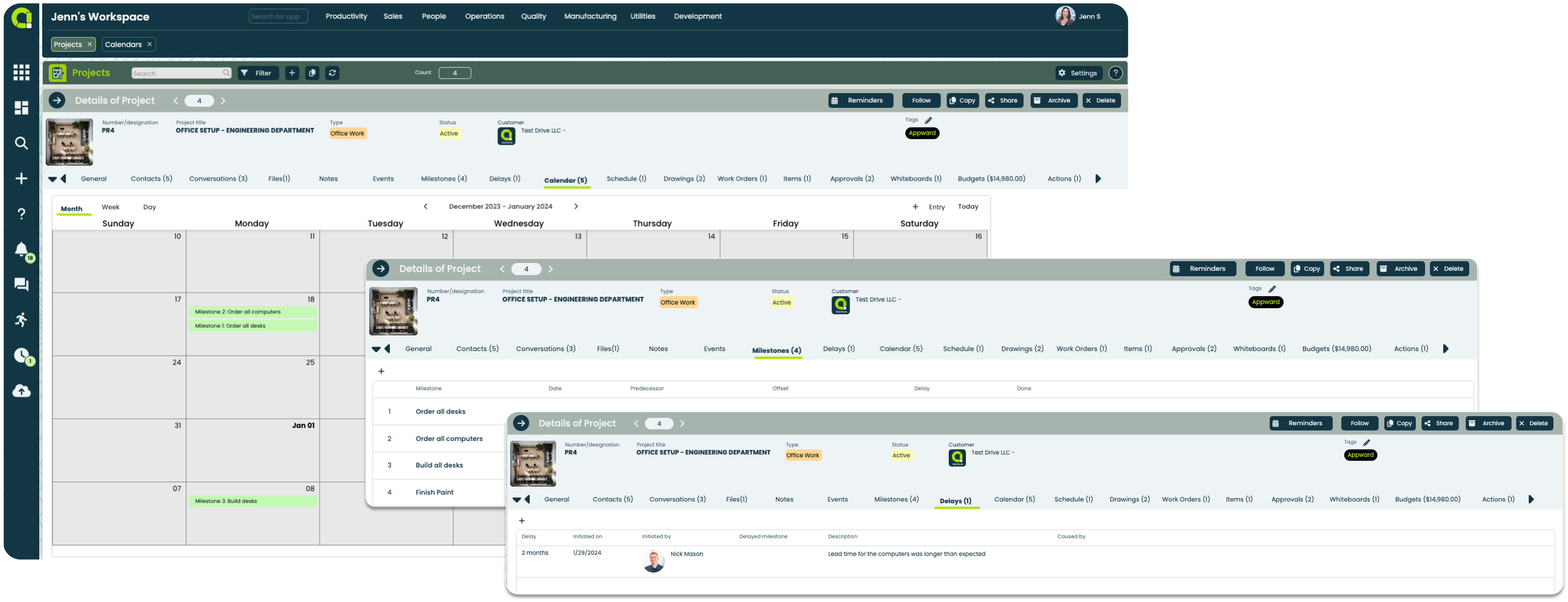 Appward All-in-One Project Management with Calendar, Milestones and Delays