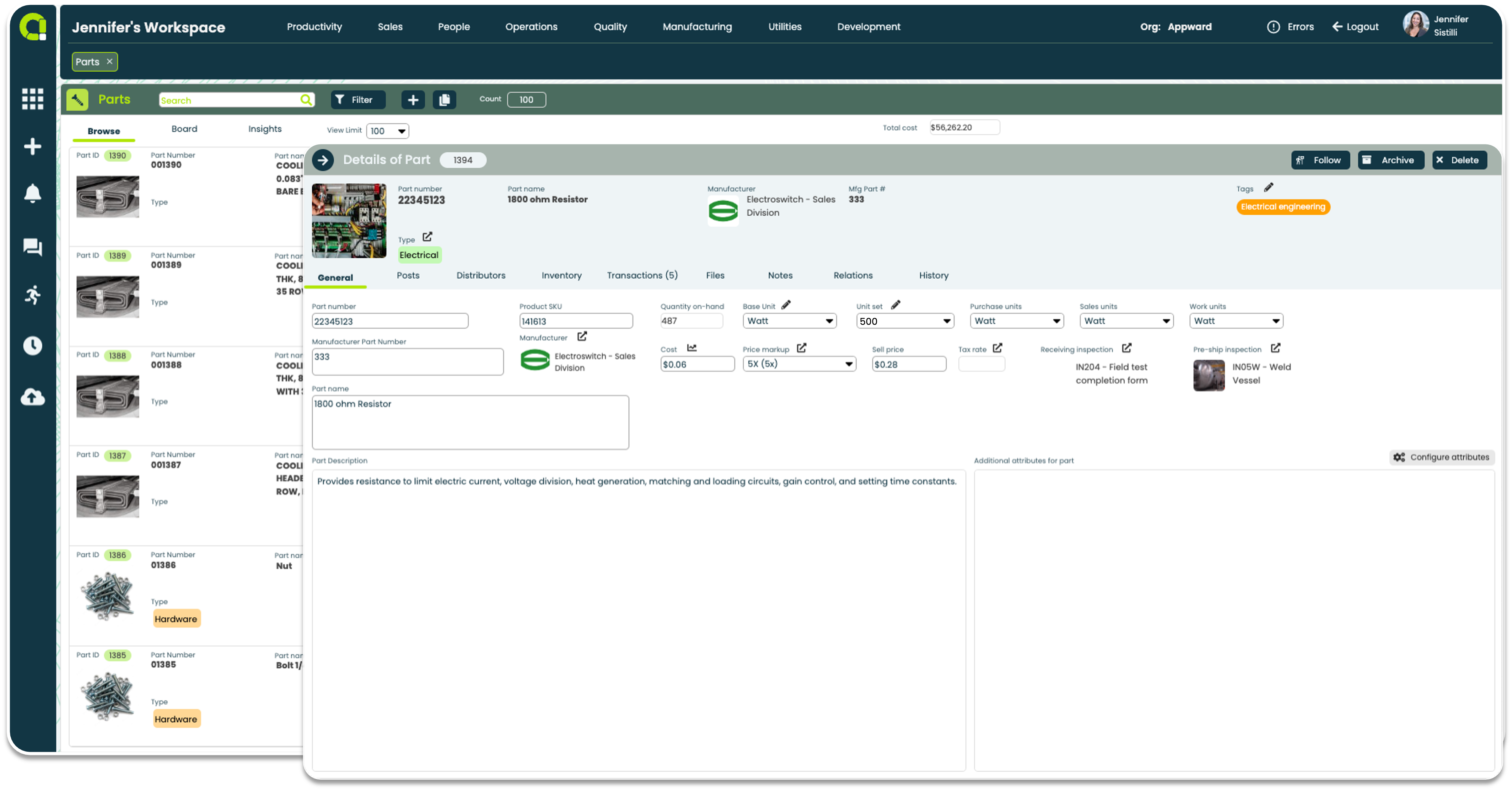 Appward Manufacturing Inventory Software Parts
