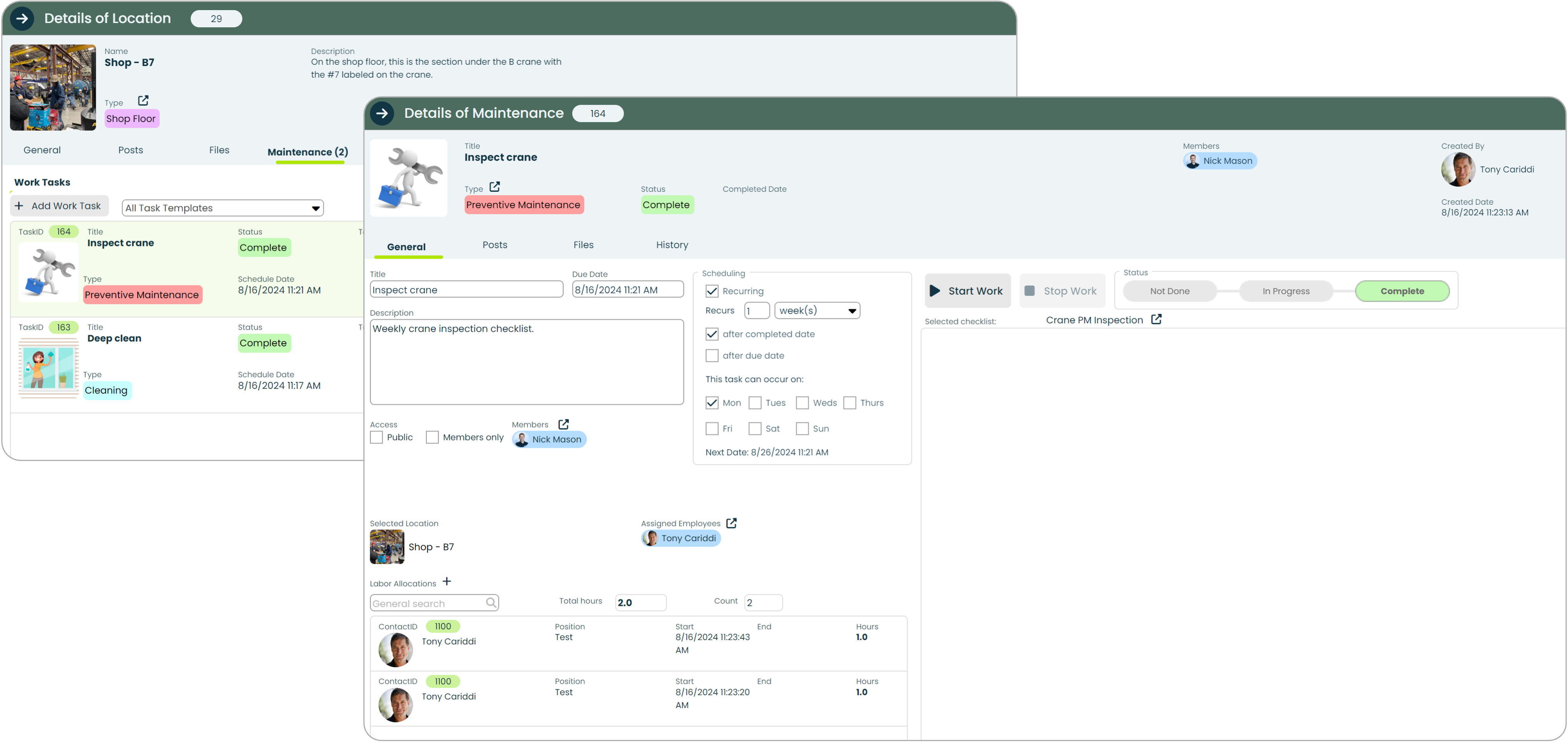 Appward Locations app with Maintenance scheduling