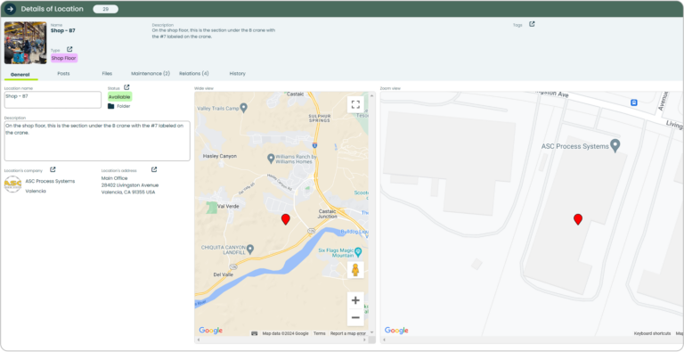 Appward Locations app with map view of assets and inventory