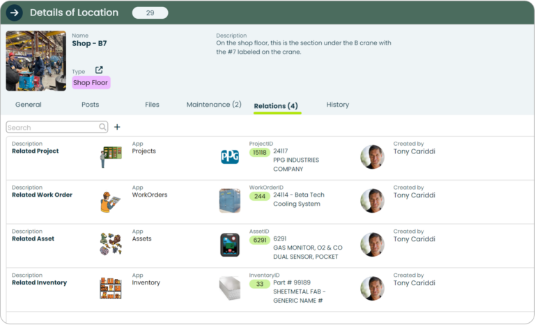 Appward Locations app with map view of projects and work orders