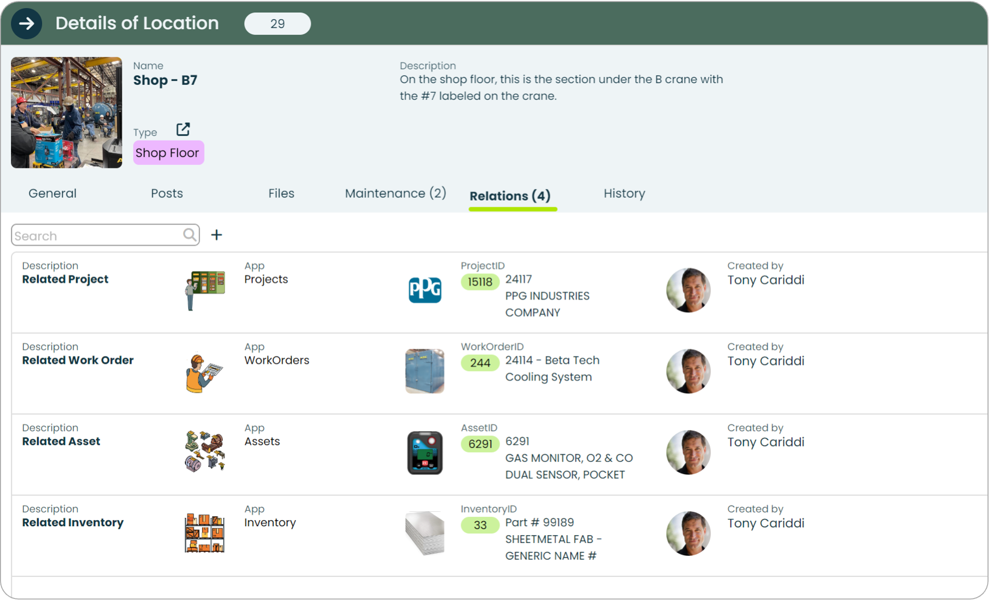 Appward Locations app with map view of projects and work orders